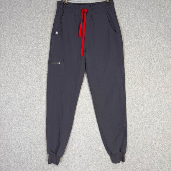 Figs Technical Collection Women's Size XXS 2XS Black Red Scrub Joggers Pants - Picture 1 of 9
